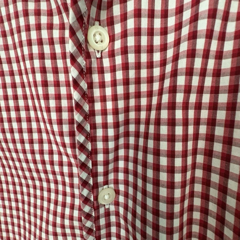 Banana Republic Camden 100% CottonShirt Red White Short Sleeve Button Up Mens LG